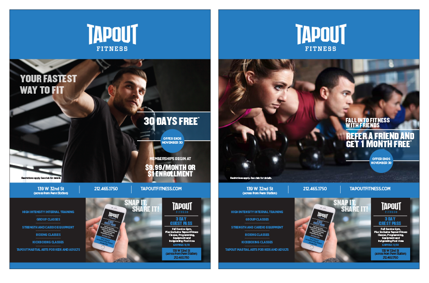 Tapout Fitness marketing flyers